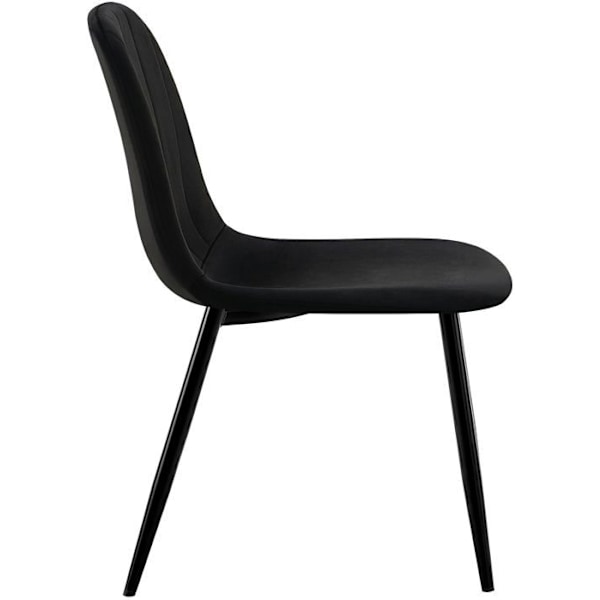 Spisebordsstol x1 moderne design med vertikale syninger, sort fløjl og ben i sort metal 10_0001987 Metall