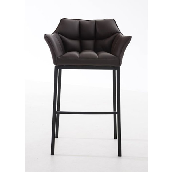 Baari stool, korkeaselkäinen tuoli, kulmikkaat muotoilut, PVC-istuin ruskea, 4 vakaata metallijalkaa musta, 10_0004686 kastanj
