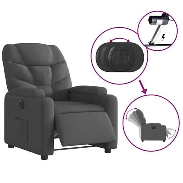 Relax sofa med elektrisk vipp Funktion, meget komfortabel i mørkegrå stof DEC028360 Grå
