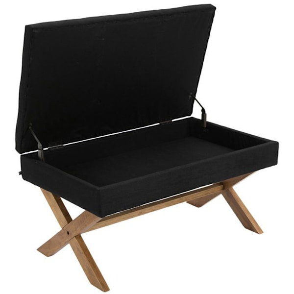 98 cm sängbänk mustalla kankaalla ja koristepainikkeilla, vaaleat jalat, säilytystila 10_0003660 Svart