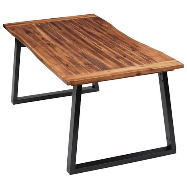 Teollinen design ruokapöytä 180 x 90 cm massiivista akasiapuuta öljyyn viimeisteltynä ja metallia DEC036778 kastanj