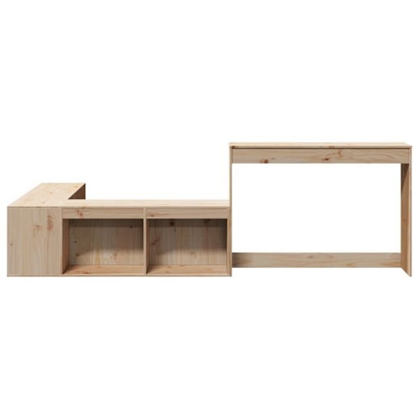Sengebord med design skrivebord i L-form 232 x 122 x 75 cm fyrretræ DEC033115 kastanj