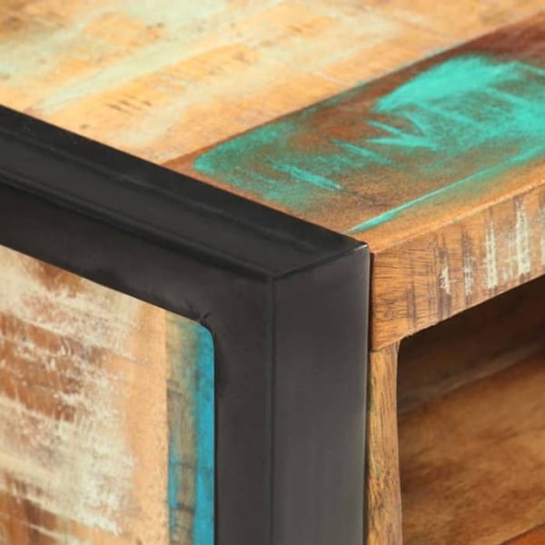 Nattesbord med skab med dør 40 x 35 x 55 cm genbrugstræ farvet med patina DEC033005 kastanj