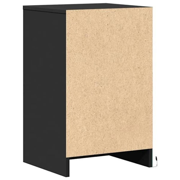 Nattbord med LED-lys, skuff og rum med dør 38 x 34 x 61 cm, sort ingeniørtræ DEC032784 kastanj