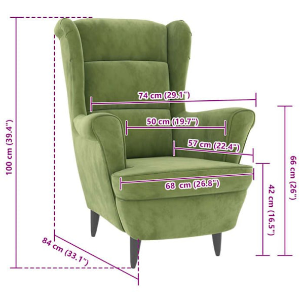Lounge stol til stue designet og moderne i lysegrønt velour DEC028682 Grön