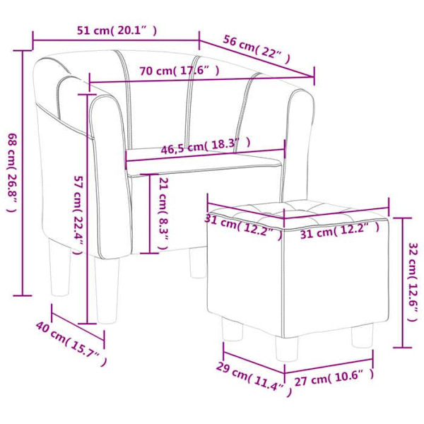 Lounge stol med komfortabelt sæde i moderne design med fodskammel i sort velour DEC026431 Svart