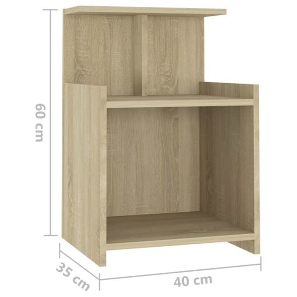 Sæt med 2 natborde med hylder 40 x 35 x 60 cm spånplade i egetræ farve DEC035259 Flerfärgad