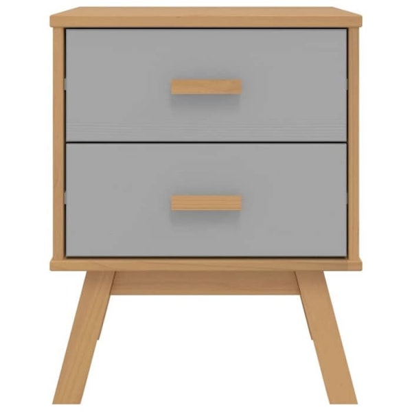 Yötyöpöytä kahdella laatikolla 45 x 39 x 57 cm harmaasta ja ruskeasta männystä DEC034536 kastanj