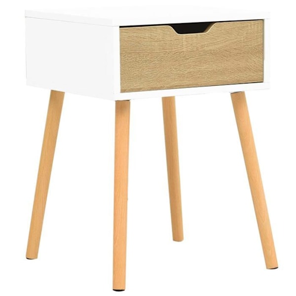 Natteshylde med skuffe 40 x 40 x 56cm beige og hvid ingeniørtræ DEC033519 Beige