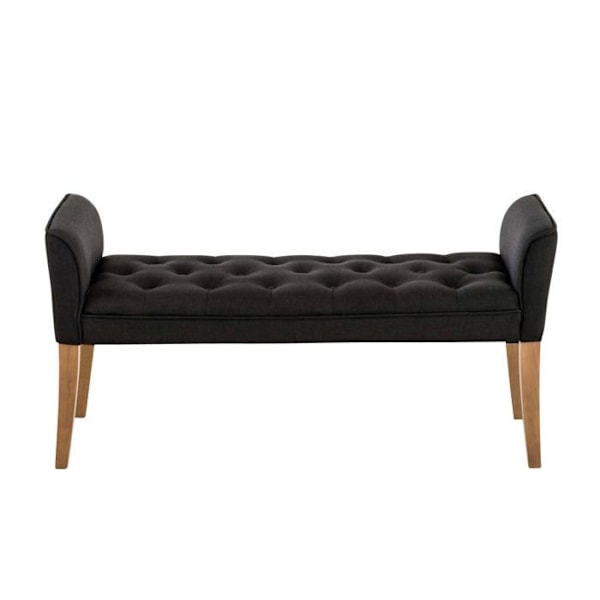 Tummanharmaasta kankaasta verhoiltu penkkipankki - Décoshop26 - BAN10002 - Puujalat - Chesterfield-tyyli