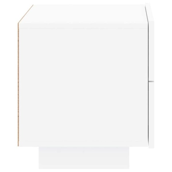 Nattbord med LED-lys og opbevaringsplads 70 x 36 x 40,5 cm i hvidt ingeniørtræ DEC033172 Vit