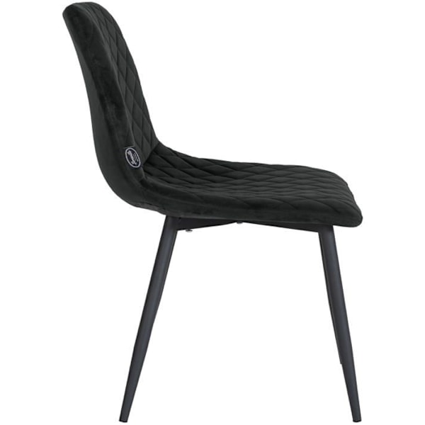 Spisestol x1 med dekorative diamant-syninger, sort velour sæde og sorte metalben 10_0001497 Metall