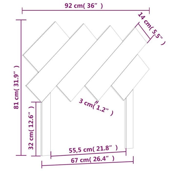 Sänggavel tillbehör sovrum möbel 92 x 3 x 81 massivt trä ljusbrun Ljusbrun