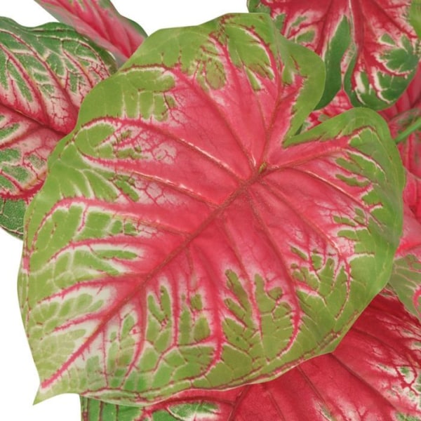 Kunstig plante med potte caladium 70 grøn og rød