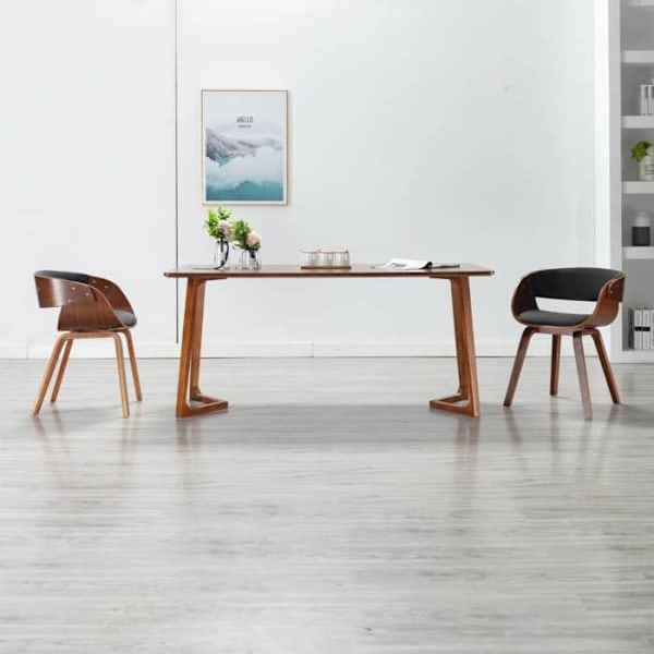 Matstol - Design - Böjd trä - Grått tyg - 1 plats - Inomhus Grå
