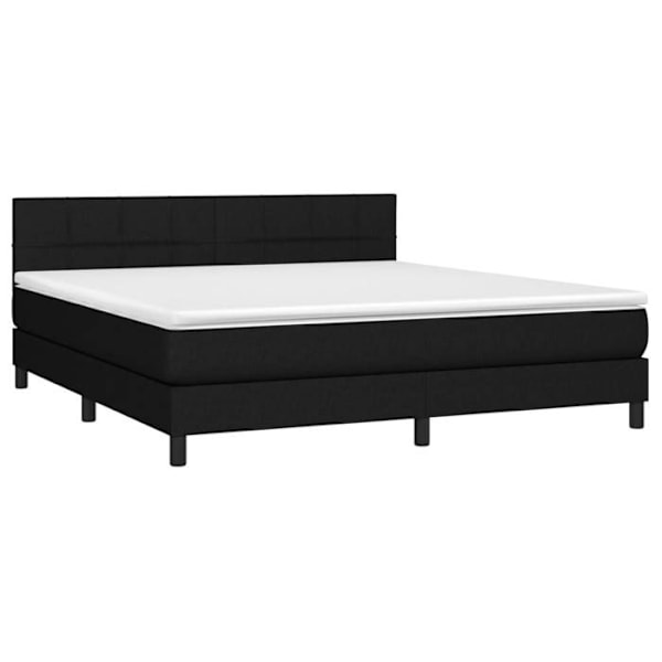 LED sengestel med hovedgærde madras 160x200 cm sort stof TDL0209190 Svart