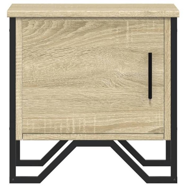 Sæt af natborde med skuffe med låge 40 x 30 x 40 cm ingeniørtræ farve eg og metal DEC035225 kastanj