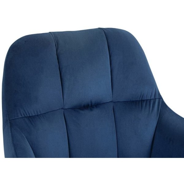 Barstol høj x1 funktion rotation 360° i blå velour med dekorative sømme metal stel krom 10_0005265 Blå