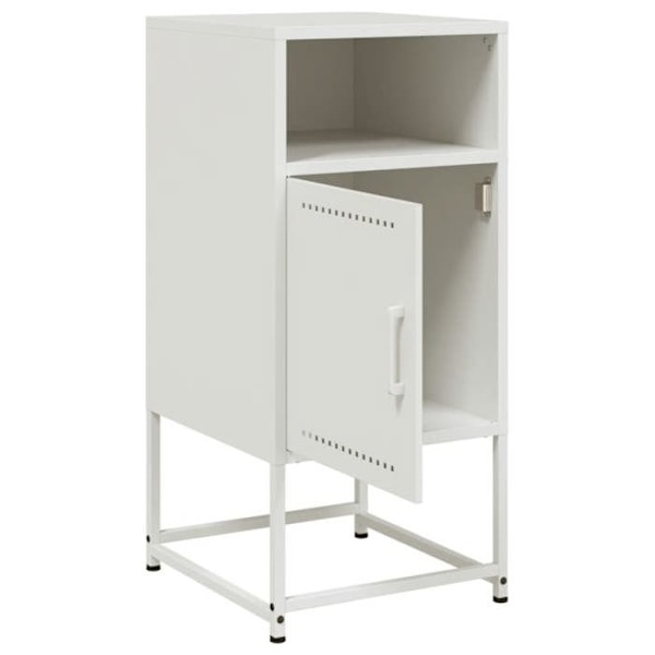 Nattesidebord med skab med dør 36 x 39 x 78 cm hvid stål DEC033317 Vit