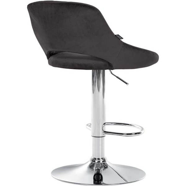 Barstol x1 med drejeligt og justerbart fodstøtte i sort velour og metal 10_0005216 Metall