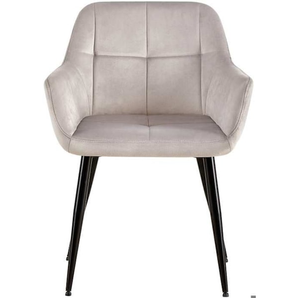 Sæt med 2 retro design spiseborde med dekorative syninger i firkanter, sæde i lysegrå velour 10_0001536 Grå