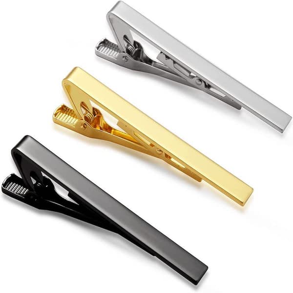 3 st slipsnålar, slipsnålar herr silver guld svart slips klämma set 5,5 cm