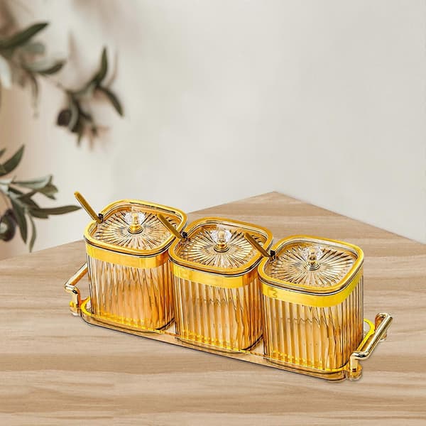 goldCondiment Kryddburkar med Lock och Skedar, Robust, Krydda