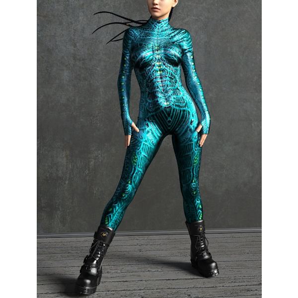 (L) Halloween Alien Kostym Dam