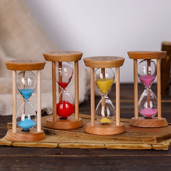 3 Minuters Timglas Sand Timer - Rund Glas Trä Sandklocka
