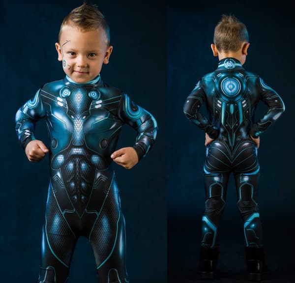 (104 110) Blå CYBER HERO Halloweenkostym