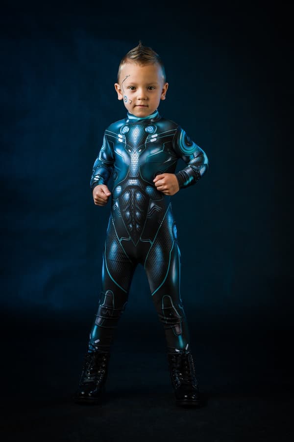 (116 122) Blå CYBER HERO Halloweenkostym