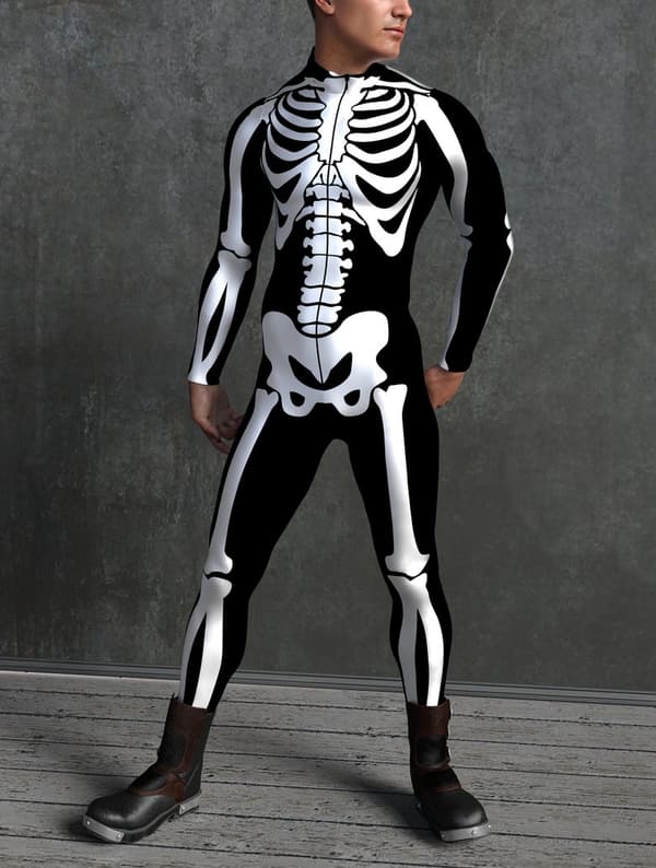(XXXXL) Skelett Kostym Herr Halloween Kostym