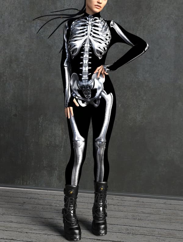 (M) Skelett Kostym, Skelett Bodysuit