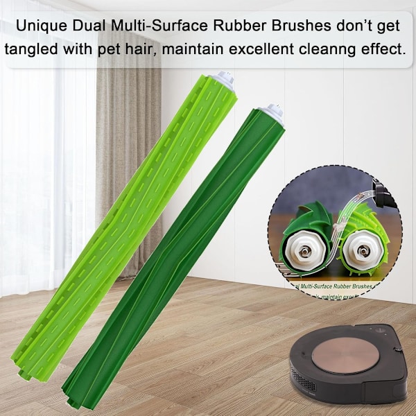 4-pack Multi-Surface Gummiborstrullar Kompatibla med iRobot Roomba I&E-serien i7 i7+i8 i8+/Plus E5 E6 E7 Robotdammsugare
