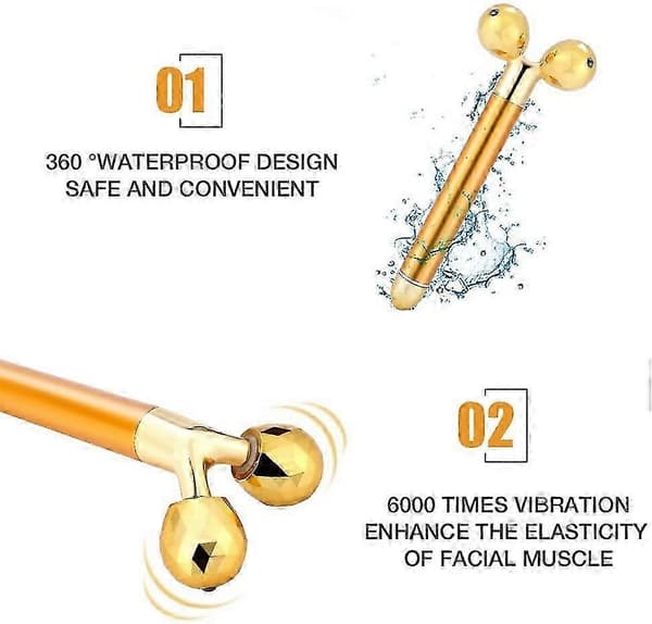 24k Golden Pulse 3D Elektrisk Ansiktsmassager Roller