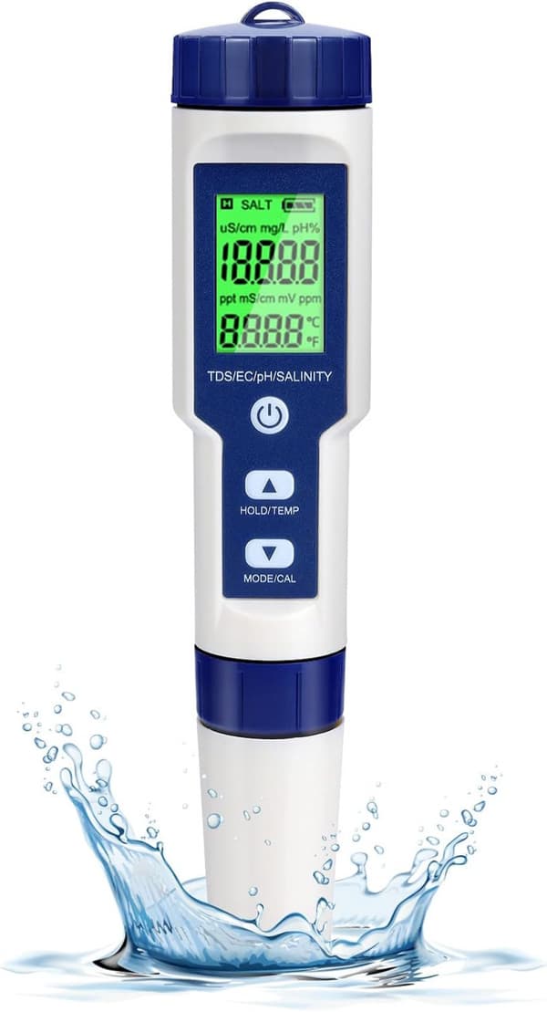 Pool Salt Tester, Digital Salinitetsmätare, Hög Noggrannhet 5 I 1 Salinitetstestare för Saltvatten, IP67 W