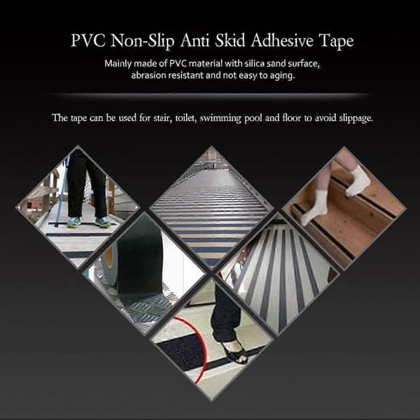 Färgglad 5M*5cm PVC Halkskyddstejp för Trappsteg Golvsäkerhetsdekor (Brun)