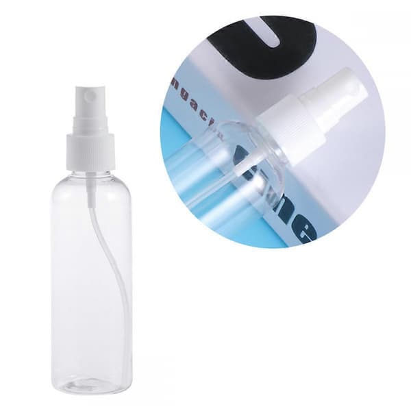 Bärbar Sprayflaska Påfyllningsbar Reseanvändning Transparenta Flaskor med Vit Spruta 100ml Cylindrisk Läcksäker 4st
