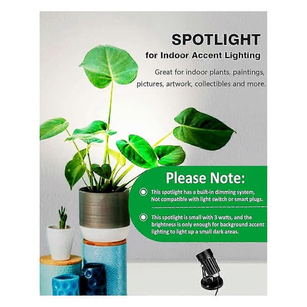 2X Spotlights Inomhus Uppljus Inomhus med Timer, 3W Golvspotlight Inomhus Uppljus, 3000K/4000