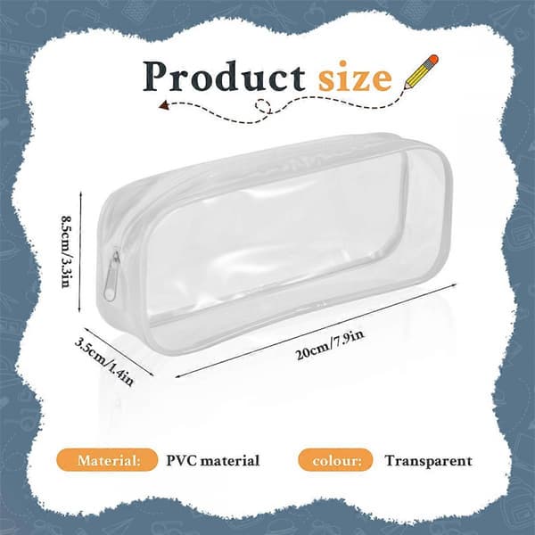 4 st Klar Pennfodral Stor Kapacitet Transparent Pennväska PVC