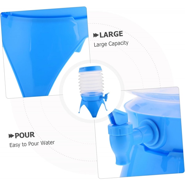 Vattendispenser: Vikbar dunk, pip, stativ, 5,5 liter, blå/transparent (vikbara vattenbehållare)