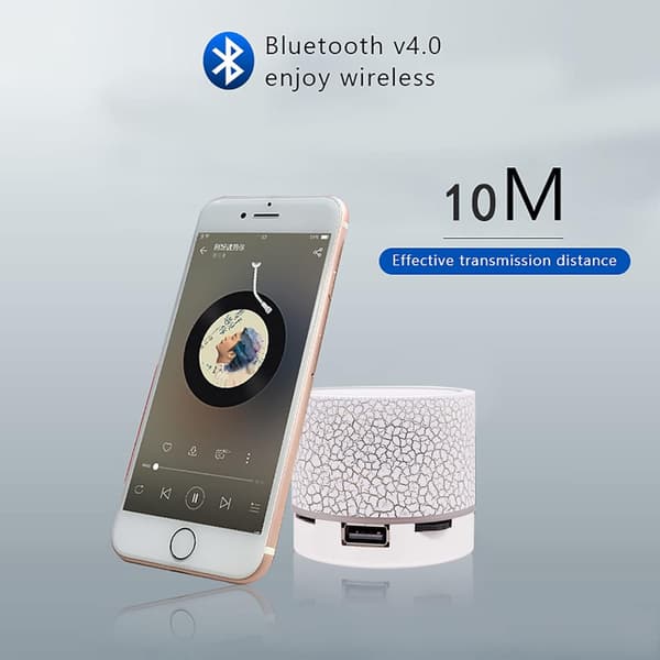 Audio Mini Högtalare Kort Liten Stål Subwoofer Trådlös LED-belysning Mini Bluetooth