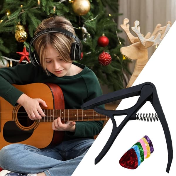 Snabbt Gitarrombyte, Gitarr Nylon med 6 Gitarrplektrum, Gitarrklämnyckel