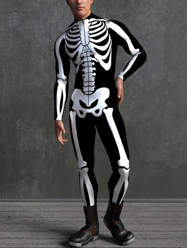 (XXL) Skelett Kostym Herr Halloween Kostym