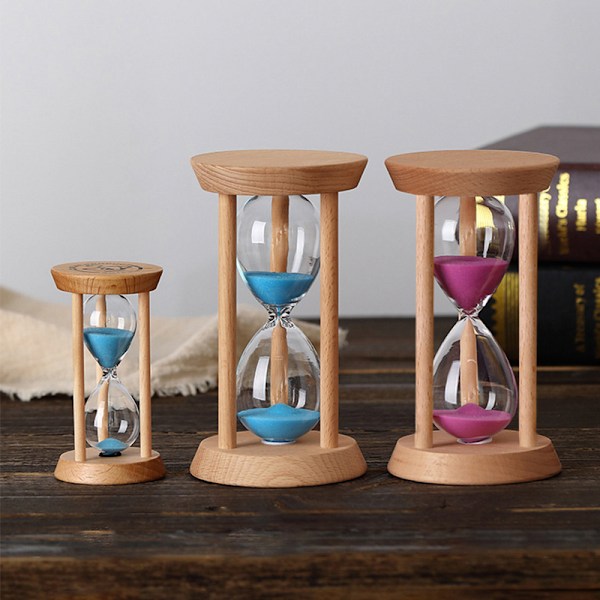 3 Minuters Timglas Sand Timer - Rund Glas Trä Sandklocka