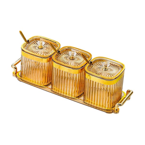 goldCondiment Kryddburkar med Lock och Skedar, Robust, Krydda