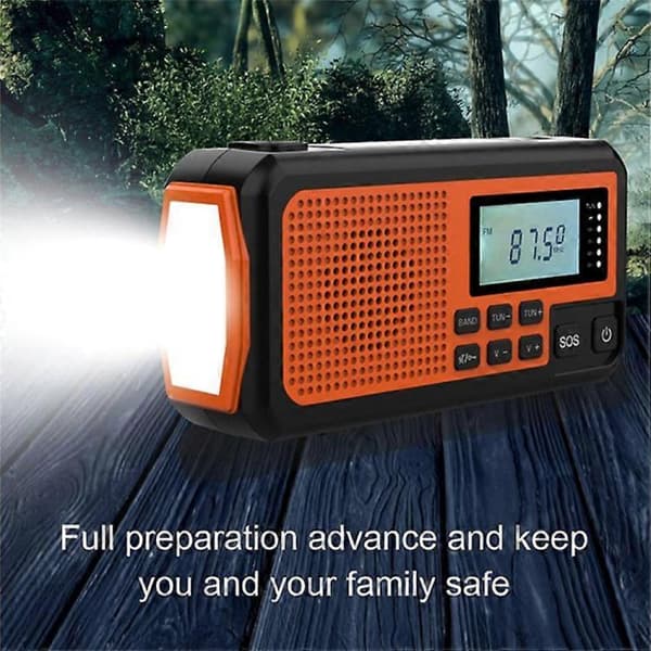 373 Multifunktionell Utomhus Nödladdare Handvev AM / FM Solradio Powerbank, EU Version