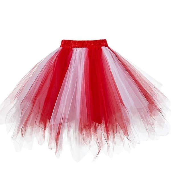 Tutu-kjol för damer - Elastisk tyllkjol i mesh för dansdräkt Red M