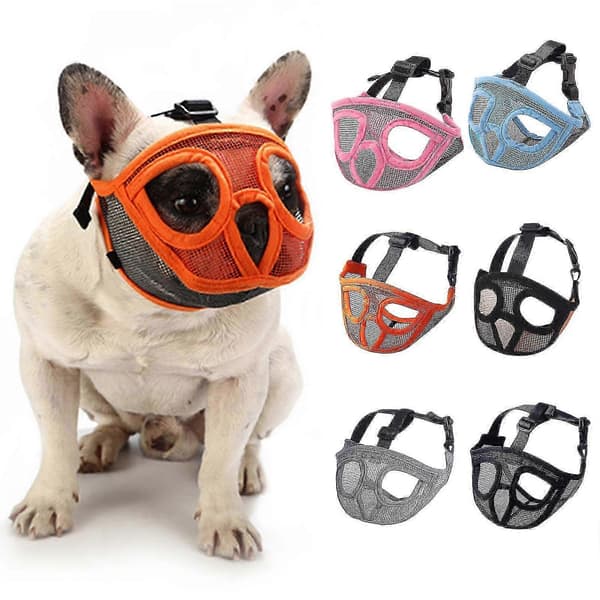 Andningsbart nätmunkorg för bulldog - Justerbar design för kort nos Grey Medium