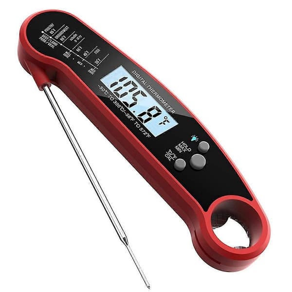 Digital Kötttermometer, Snabbavläst Mattermometer Vikbar Sond, Matlagningstermometer för Hemmabruk Utomhus